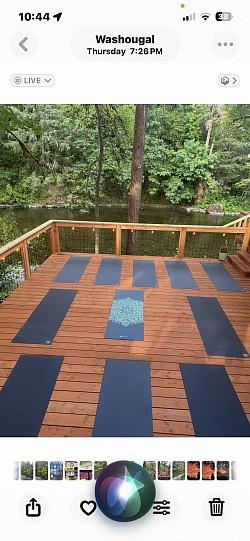 Yoga on a private deck overlooking the river