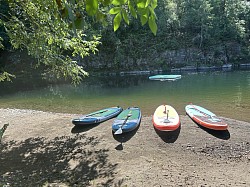 Private beach access with paddle boarding and a floating deck